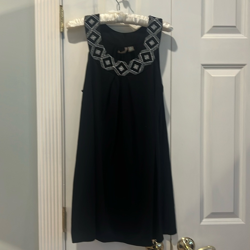 ND New Directions Swimsuit Coverup Black w/ Silver Metallic Front Design  Size M